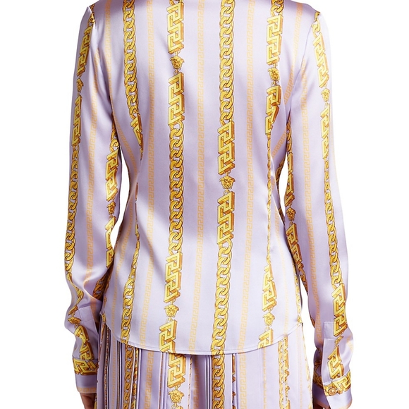 Versace Chain Print Silk-Blend Shirt - Picture 6 of 16